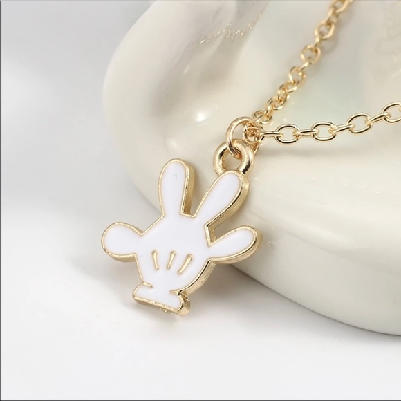 Jewelry - White New Mickey Mouse Glove Pendant Necklace